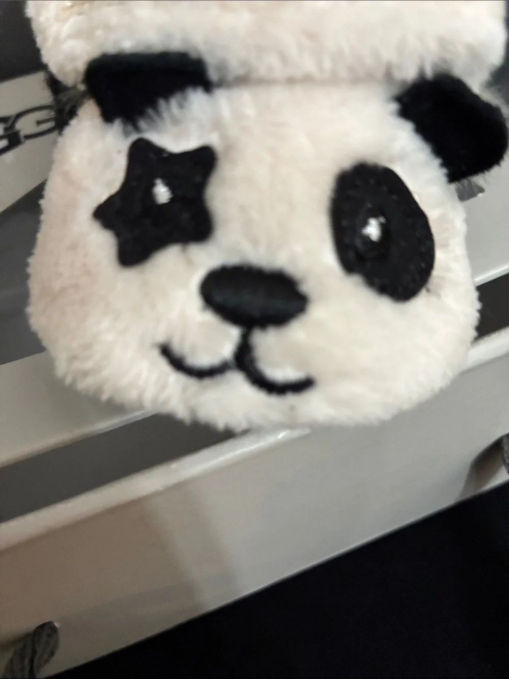 UGG Cream and Black Plush Panda Baby Booties size 0/1